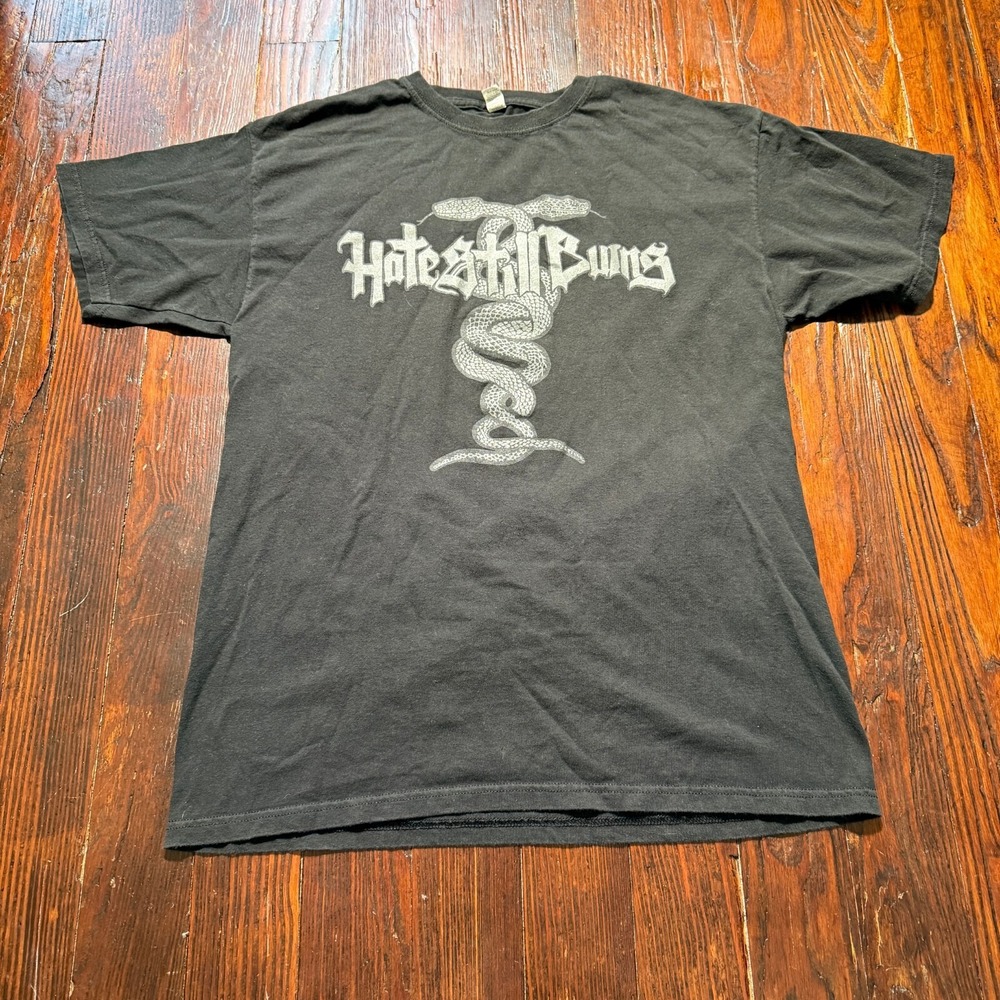 Hate Still Burns Shirt Mens Medium Black Faded Metal Band Tee Merch Hardcore
